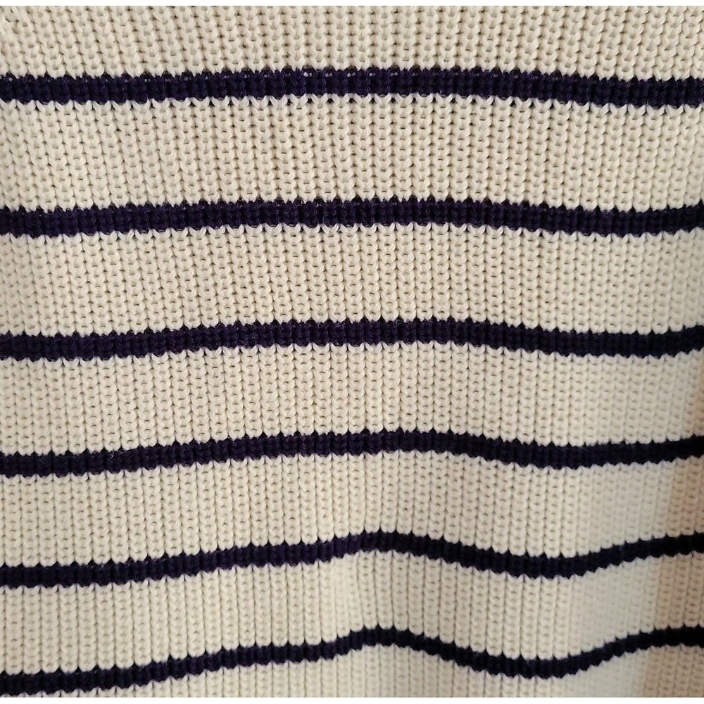 Forever 21 Pullover Side Tie Sweater Navy Blue Stripe Round Neck Nautical Preppy - Picture 6 of 11